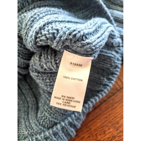 Women's Vintage Cabelas 1/4 Zip Cable Knit Sweater Size XL Blue 90s Heavy Chunky - Picture 8 of 10